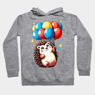 Cute Hedgehog with Colorful Balloons Hoodie